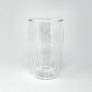 Bodum PAVINA 450mL 15oz Double-Wall Insulated Tall Glass Coffee Mug Cup Clear